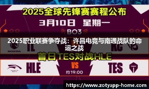 2025职业联赛争夺战：许昌电竞与南通战队的命运之战